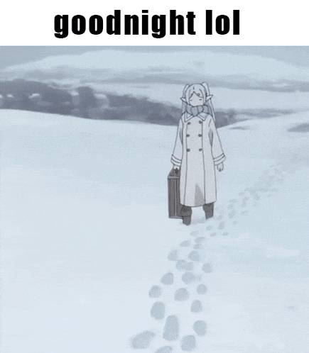 a cartoon character is walking through the snow holding a briefcase and a scarf .