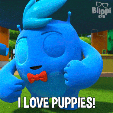 I Love Puppies Blue GIF - I Love Puppies Blue Blippi Wonders - Educational Cartoons For Kids GIFs