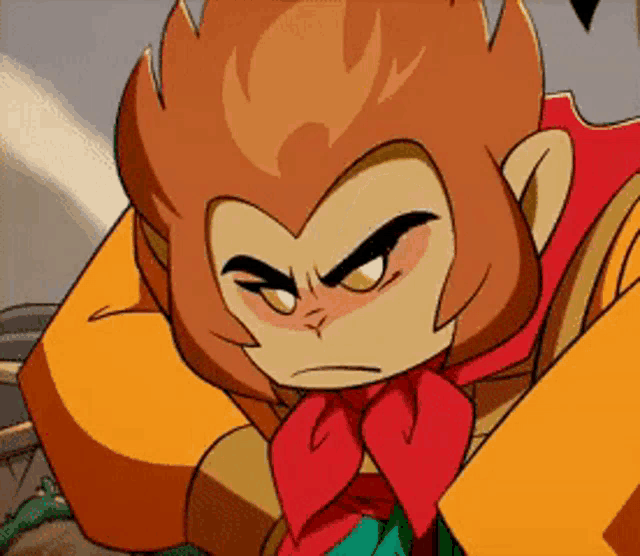 a close up of a cartoon character with an angry expression