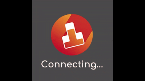 a red circle with a white t on it and the word connecting below it