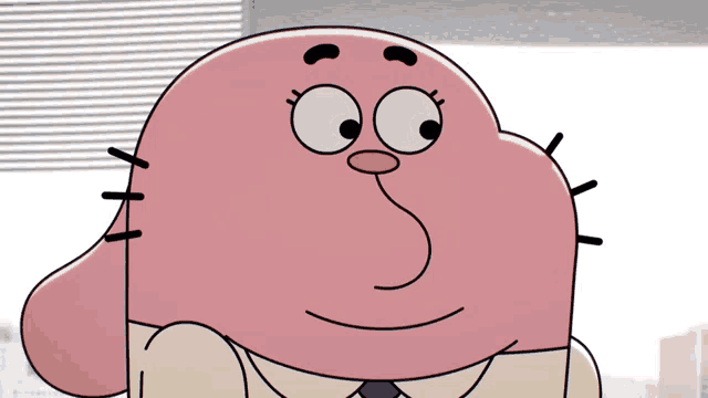 a close up of a cartoon character 's face with a tie