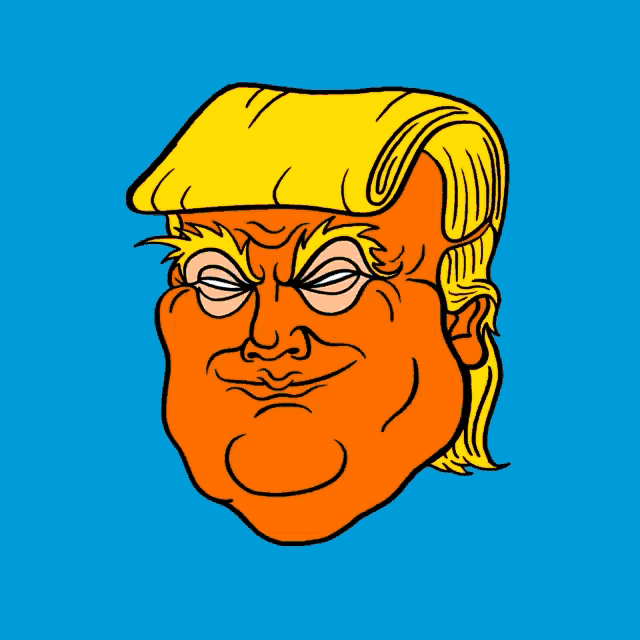 a cartoon drawing of a skull wearing a trump hat