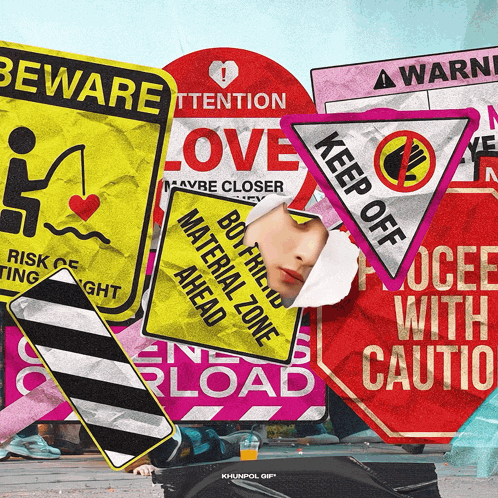 a collage of signs with one that says keep off