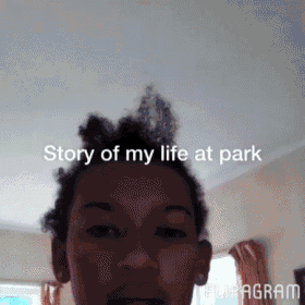 a picture of a person with the words story of my life at park on it