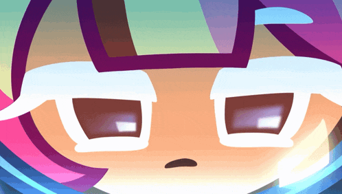 a close up of a cartoon character 's face with a sad look on her face