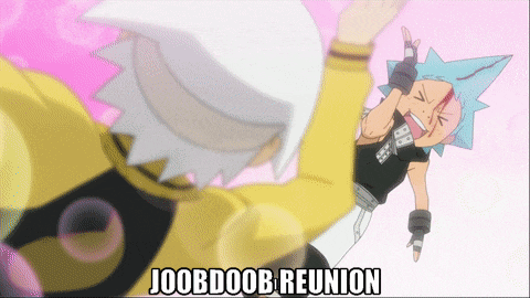 a cartoon character with the words " joobdoob reunion " on the bottom right