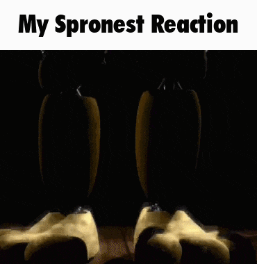 a close up of a person 's legs in a dark room with the words `` my spronest reaction '' written above them .