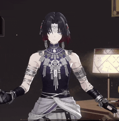 a character in a video game is wearing a necklace that has a skull on it