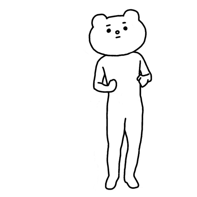 a black and white drawing of a teddy bear