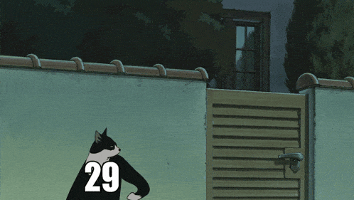 a cartoon cat with the number 29 written on it