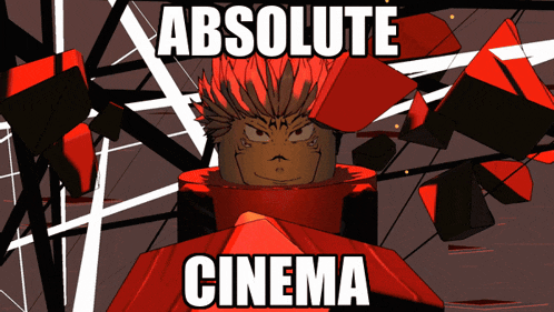 a poster for absolute cinema with a cartoon character on it