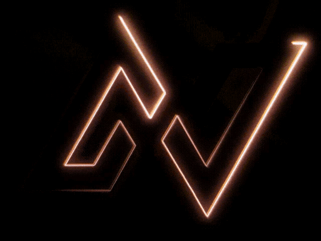 a glowing letter g and v on a black background