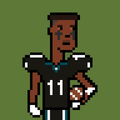 a pixel art drawing of a football player with the number 11