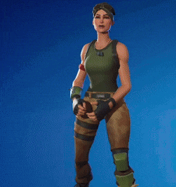 a woman wearing a green tank top and brown pants is standing in front of a blue sky .