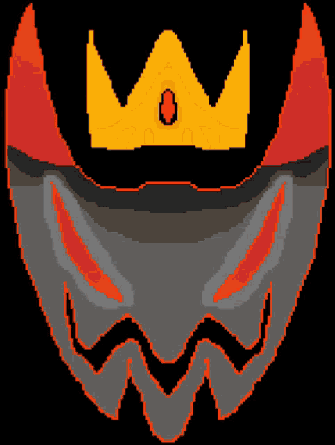 a pixel art drawing of a face with a crown on top