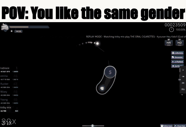 a screenshot of a video game with the words pov you like the same gender