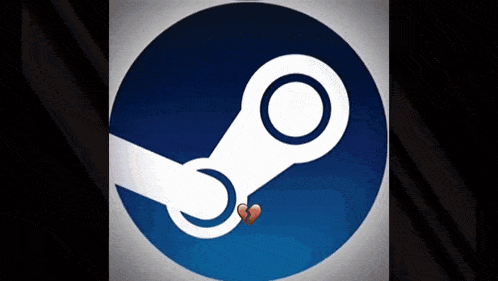 a steam logo with a broken heart in the middle