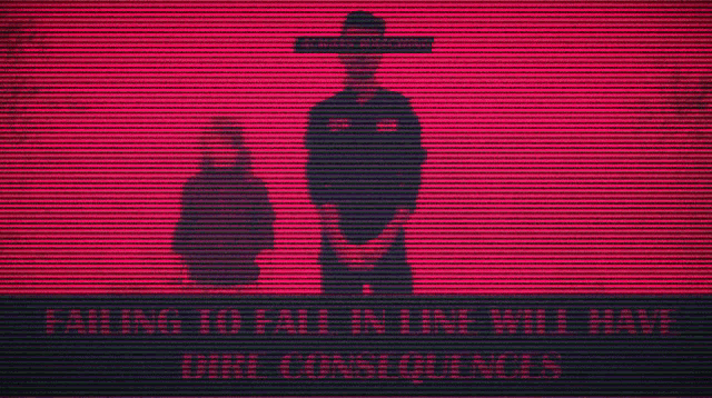 a red background with the words failing to fall in line will have dire consequences on it