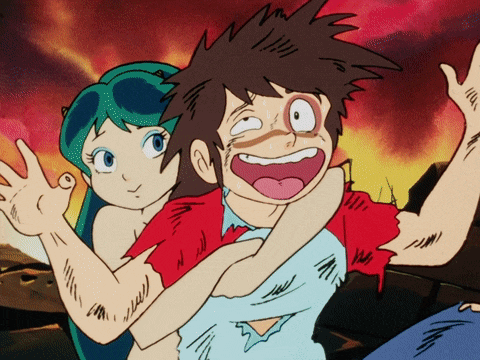 a cartoon of a girl holding a man in her arms with his mouth open