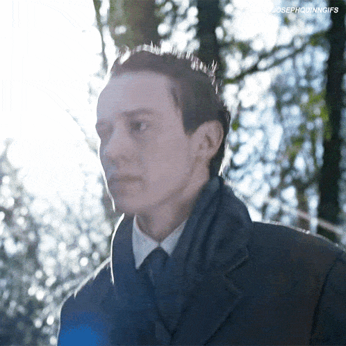 a close up of a man 's face with the words josephquinngifs at the bottom