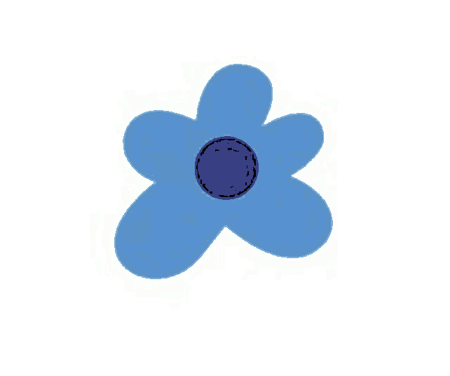 a blue flower with a purple center on a white background