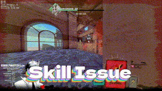 a screenshot of a video game with the words skill issue below it