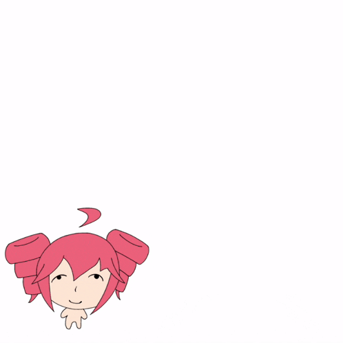 a drawing of a girl with pink hair and a ponytail