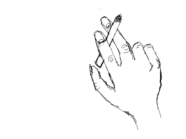 a black and white drawing of a person 's face with the letters mr visible