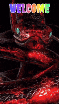 a picture of a snake with the words welcome written above it