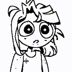 a black and white drawing of a girl with a crown on her head .