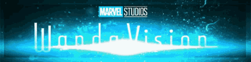 a poster for marvel studios wandavision with a blue and white background