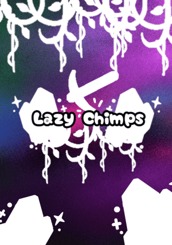 a poster for lazy chimps shows a purple background