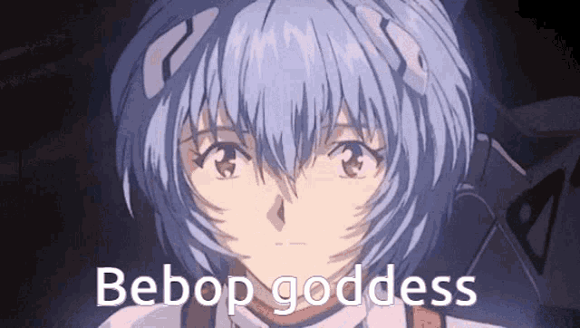 a picture of a girl with the words bebop goddess written on it .