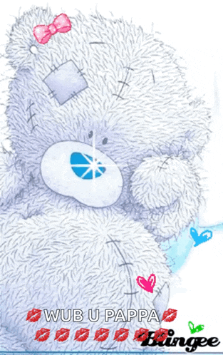 a picture of a teddy bear with the words wub u pappa written below it