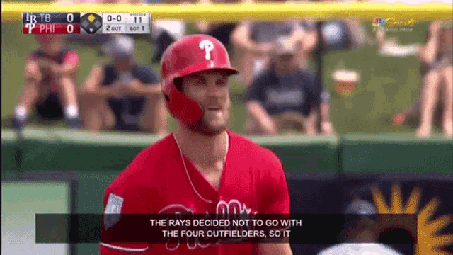 a philadelphia phillies baseball player talks to a reporter