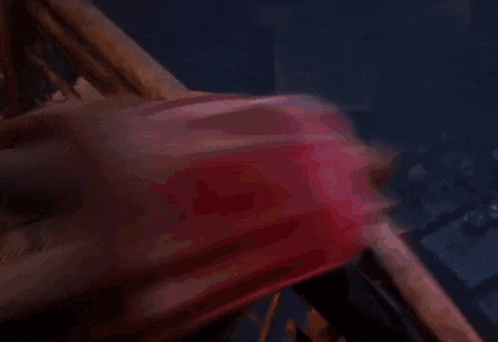 a person is falling down a staircase in a video game while wearing a pink shirt .
