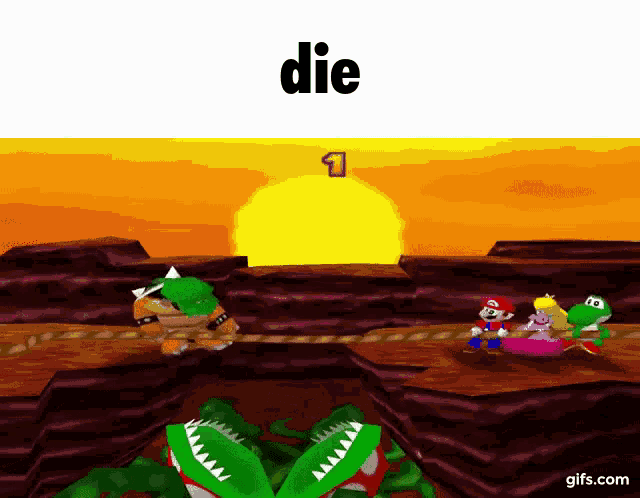 a video game scene with the word die on the top