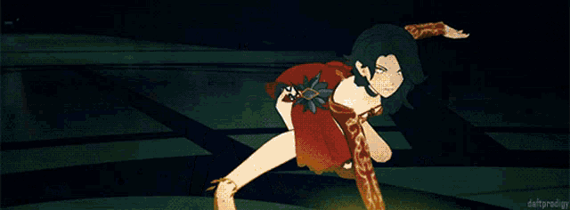 a cartoon of a woman in a red dress is surrounded by flames and the caption says deftraedgy