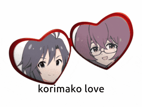 a couple of hearts with the words korimako love written below them