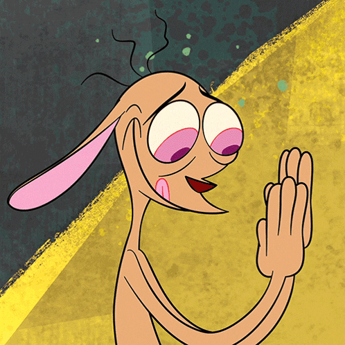 a cartoon character with a bunny ear is making a funny face
