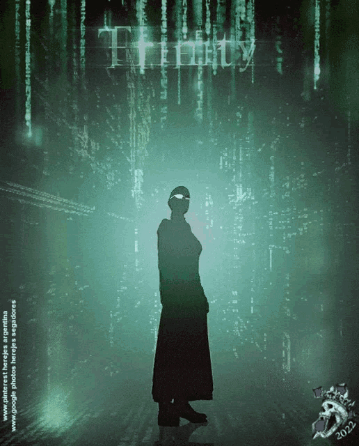 a poster for the movie trinity with a silhouette of a man