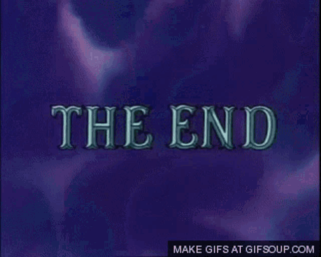 a purple background with the words the end in gold