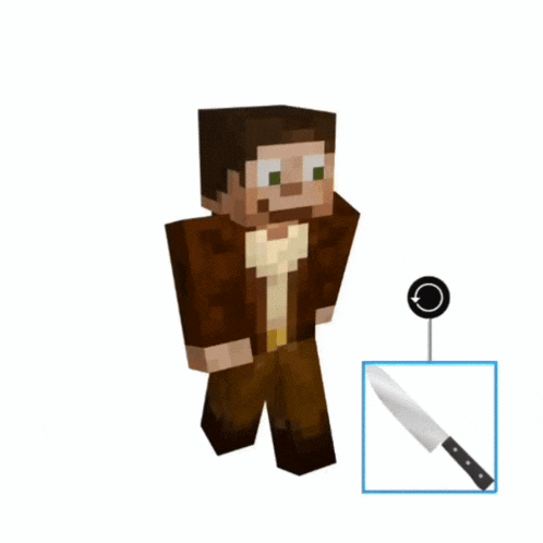 a picture of a minecraft character with a knife next to it
