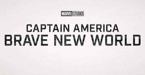 captain america brave new world is written in white letters on a black background