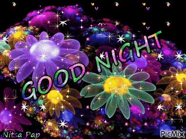 a picture of flowers and the words good night