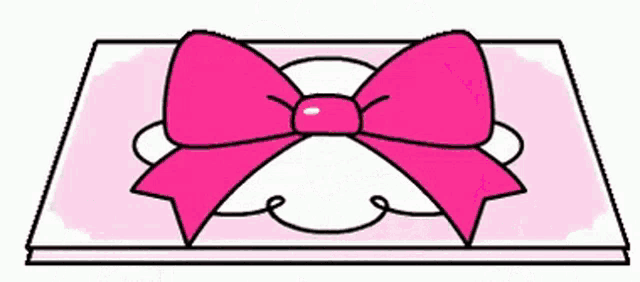 a cartoon drawing of a pink bow on a pink envelope .