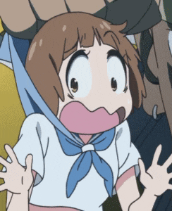 a cartoon girl with a blue scarf around her neck