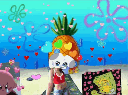 Hearts Rainbow GIF - Hearts Rainbow Spongebob GIFs