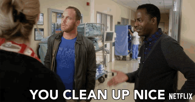 a netflix ad shows two men talking in a hospital