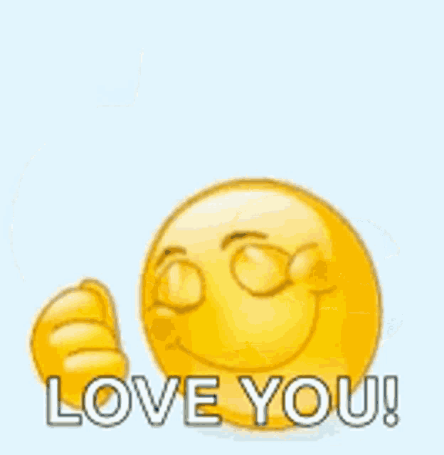 a smiley face is giving a thumbs up and the words `` love you '' .